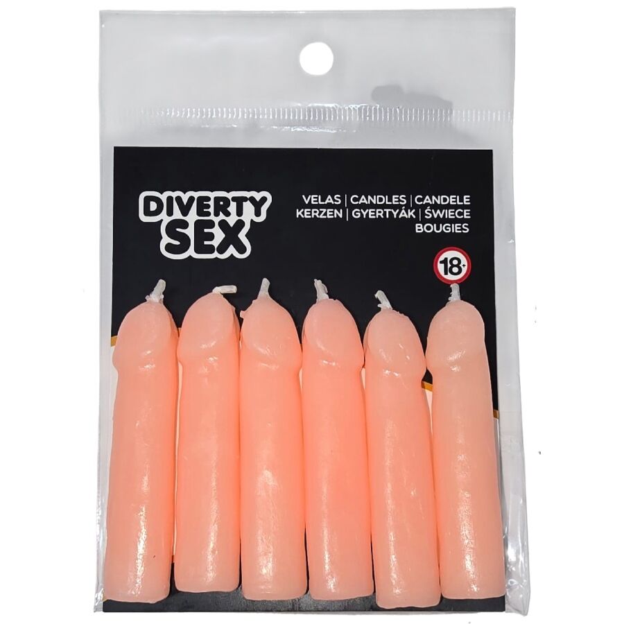 DIABLO PICANTE - 6 CANDELE A FORMA DI PENE CARNE