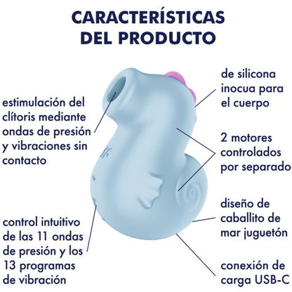 SATISFYER - SEA PONY VIBRADOR & ESTIMULADOR AIR PULSE