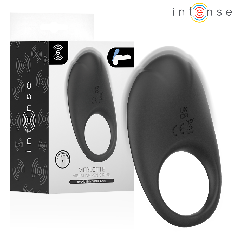 INTENSE - MERLOTTE ANILLO VIBRADOR CON ESTIMULACIÓN DE CLÍTORIS NEGRO