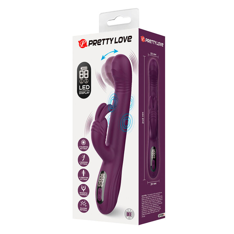 PRETTY LOVE - DEE VIBRATORE A CONIGLIO MULTIFUNZIONE OSCILLANTE E A PERCUSSIONE VIOLA