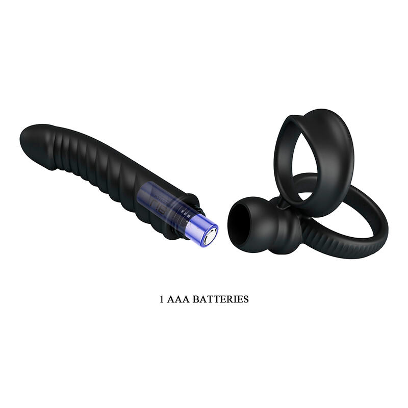 PRETTY LOVE - VIBRATORE ANALE MERRITT CON ANELLO E VIBRAZIONE NERO
