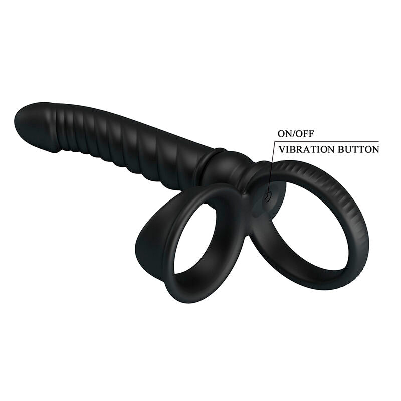 PRETTY LOVE - VIBRATORE ANALE MERRITT CON ANELLO E VIBRAZIONE NERO