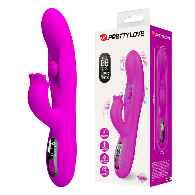 PRETTY LOVE - VIBRATORE OSCILLANTE YALANDA RABBIT CON DISPLAY LED VIOLA