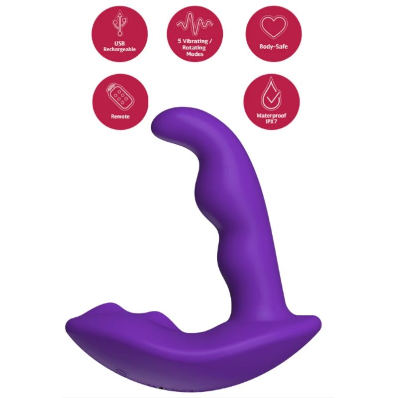 SHE.E.O - STIMOLATORE ANALE VIBRANTE ROTANTE CON TELECOMANDO VIOLA