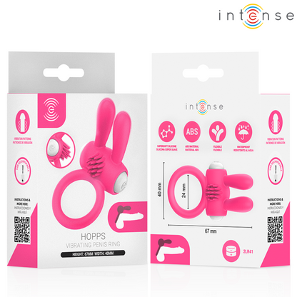 INTENSE - ANELLO VIBRANTE PER PENE HOPPS CON STIMOLAZIONE CLITORIDEA ROSA