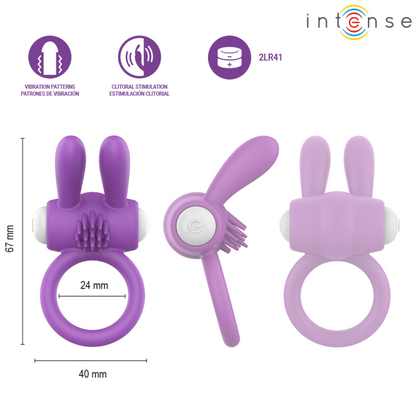 INTENSE - ANELLO VIBRANTE PER PENE LUPPS CON STIMOLAZIONE CLITORIDEA VIOLA