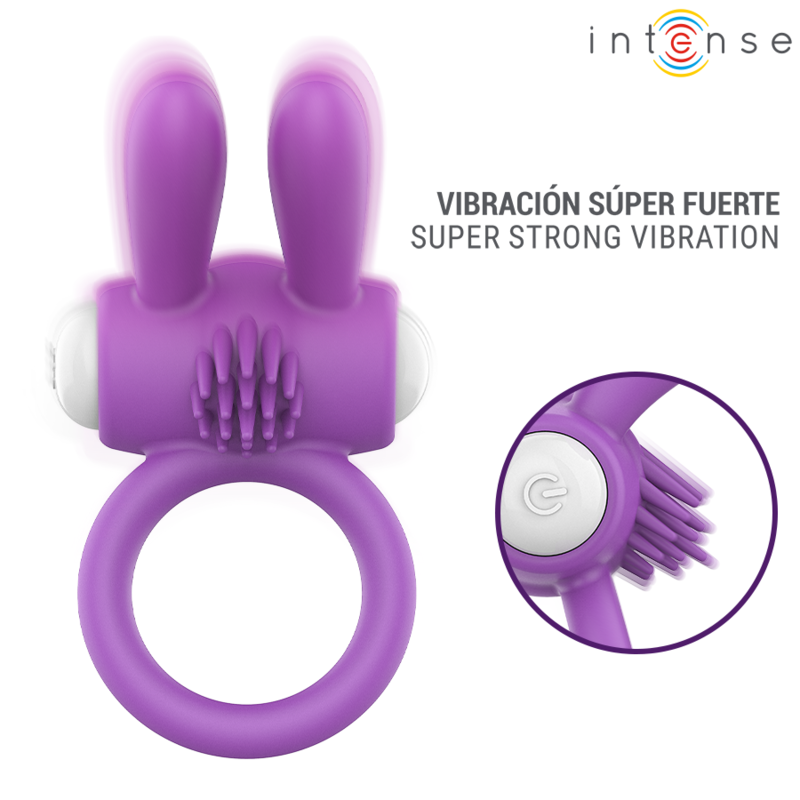 INTENSE - ANELLO VIBRANTE PER PENE LUPPS CON STIMOLAZIONE CLITORIDEA VIOLA