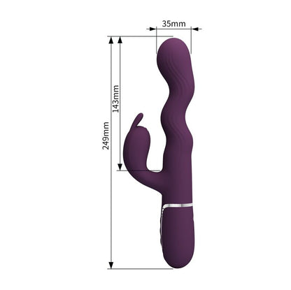 PRETTY LOVE - VIBRATORE A FORMA DI CONIGLIO LOURSEN CON MOVIMENTO DI SPINTA E 7 VIBRAZIONI, RICARICABILE TRAMITE USB, VIOLA