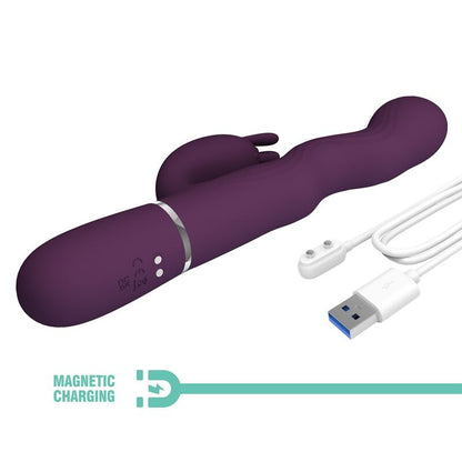 PRETTY LOVE - VIBRATORE A FORMA DI CONIGLIO LOURSEN CON MOVIMENTO DI SPINTA E 7 VIBRAZIONI, RICARICABILE TRAMITE USB, VIOLA