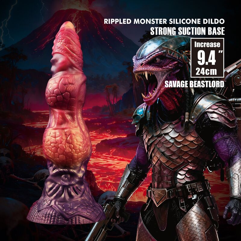 POWER MONSTERS - SAVAGE BEASTLORD TRICOLOR FANTASY DILDO IN SILICONE 24 CM Ø 5 CM