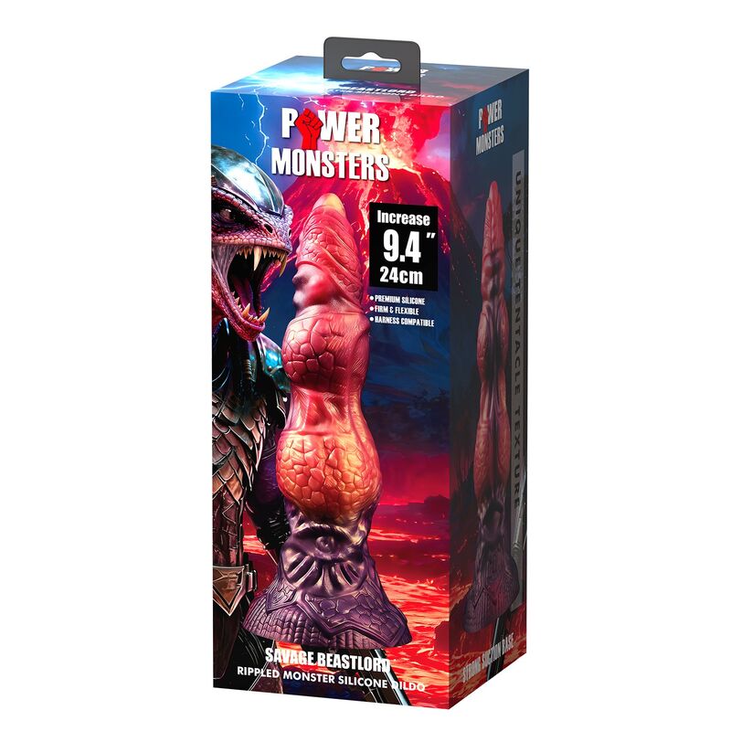 POWER MONSTERS - SAVAGE BEASTLORD TRICOLOR FANTASY DILDO IN SILICONE 24 CM Ø 5 CM