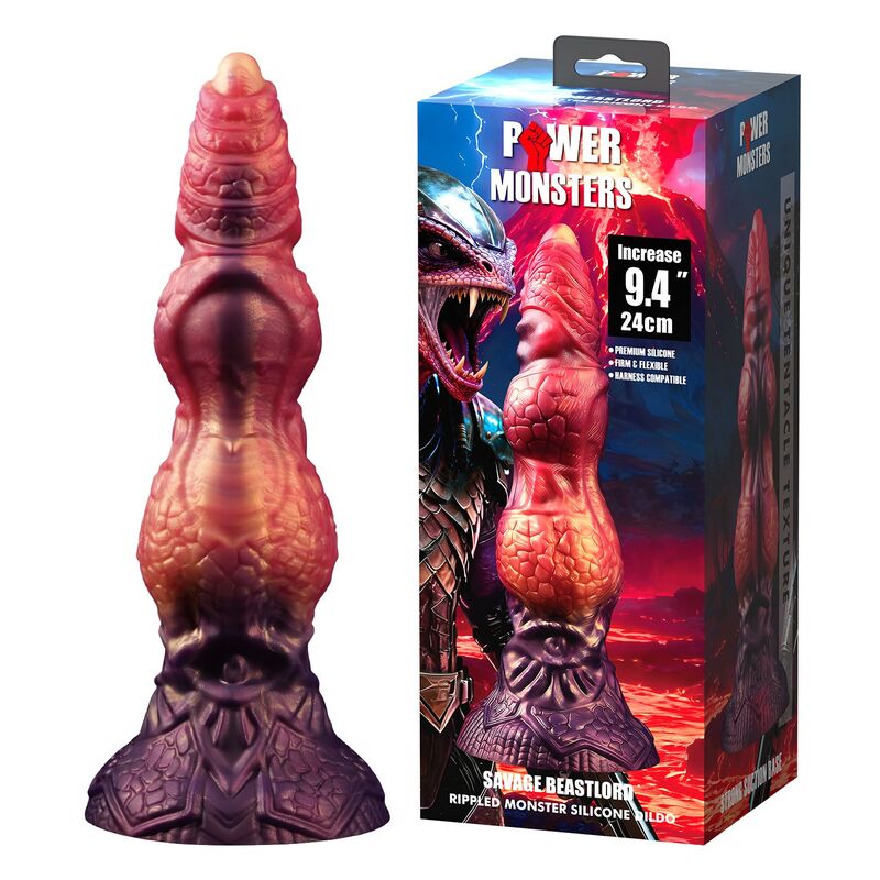 POWER MONSTERS - SAVAGE BEASTLORD TRICOLOR FANTASY DILDO IN SILICONE 24 CM Ø 5 CM