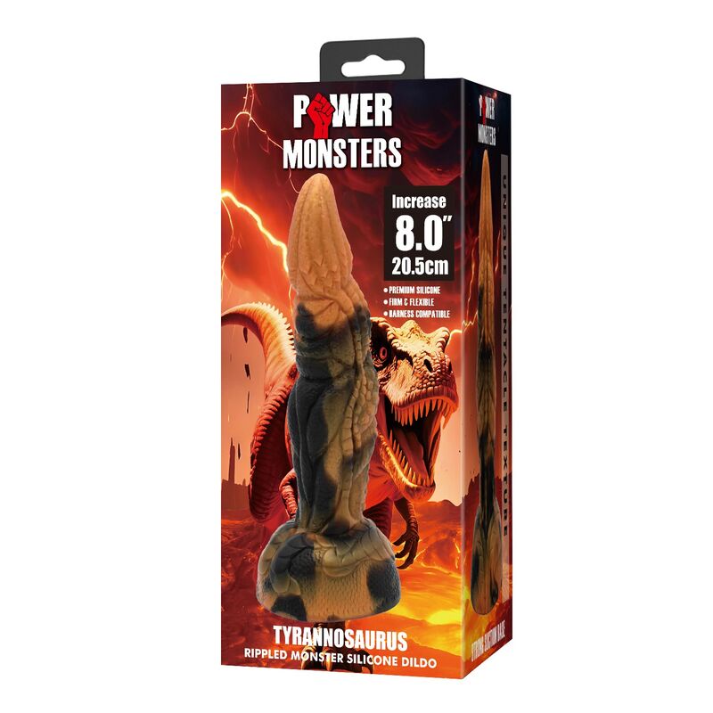 POWER MONSTERS - TIRANNOSAURO BICOLORE FANTASY DILDO IN SILICONE 20,5 CM Ø 5 CM