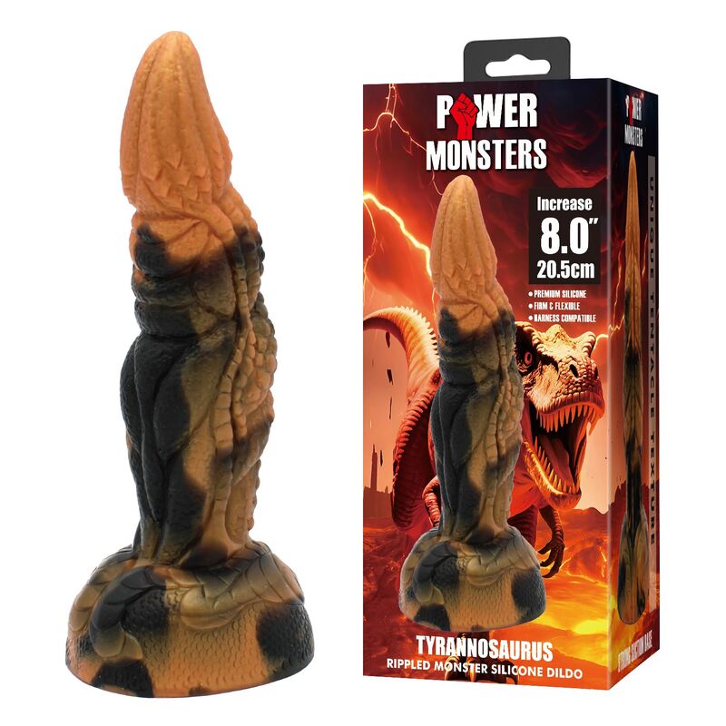 POWER MONSTERS - TIRANNOSAURO BICOLORE FANTASY DILDO IN SILICONE 20,5 CM Ø 5 CM