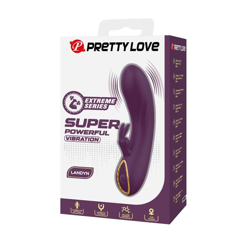 PRETTY LOVE - VIBRATORE A FORMA DI CONIGLIO RICARICABILE LANDYN, 10 FUNZIONI, VIOLA