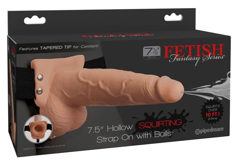FETISH FANTASY SERIES - IMBRACATURA REGOLABILE PENE REALISTICO CON SFERE SQUIRTING 19 CM