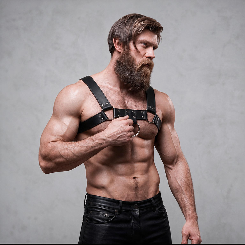 FETISH SUBMISSIVE ATTITUDE - IMBRACATURA PER IL PETTO IN ECOPELLE DA UOMO