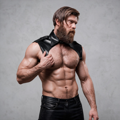 FETISH SUBMISSIVE ATTITUDE - IMBRACATURA PER IL COLLO IN ECOPELLE REGOLABILE DA UOMO BRIGADE