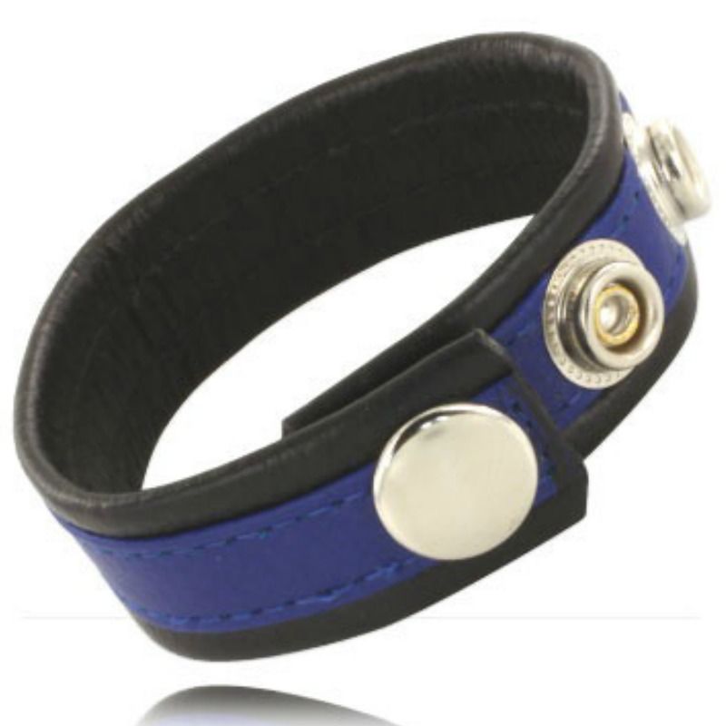 LEATHER BODY - CINTURINO IN PELLE REGOLABILE PER PENE BLU-NERO