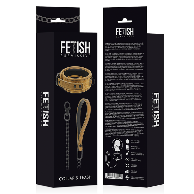 FETISH SUBMISSIVE ORIGIN - COLLANA A CATENA RIVESTITA IN NEOPRENE