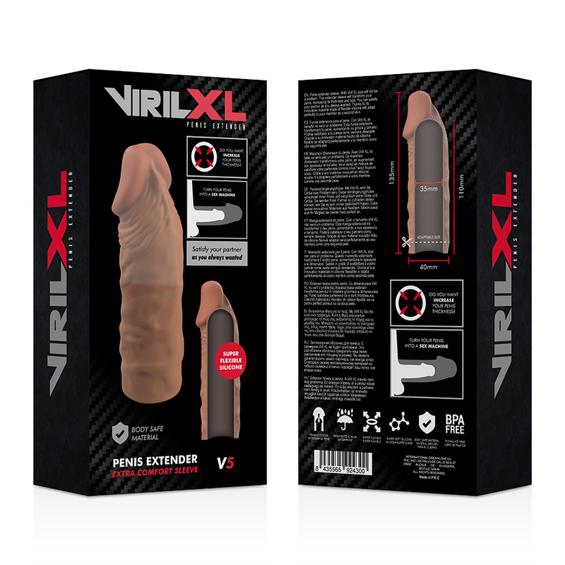 VIRILXL - ESTENSIONE DEL PENE IN SILICONE LIQUIDO V5 MARRONE