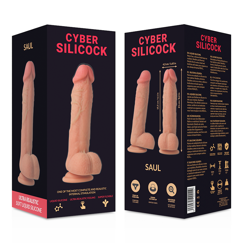 CYBER SILICOCK - STRAP-ON SAUL IN SILICONE LIQUIDO CON 3 ANELLI IN OMAGGIO 15.5 CM -O- 4.2 CM