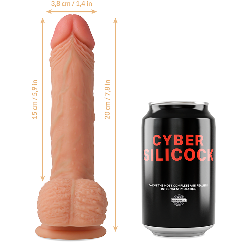 CYBER SILICOCK - STRAP-ON IN SILICONE LIQUIDO FREEMAN CON 3 ANELLI IN OMAGGIO 20 CM -O- 3.8 CM